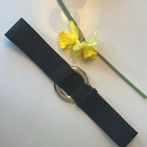 Chicos Black Suede Belt with Round‎ Gold buckle good condition EUC